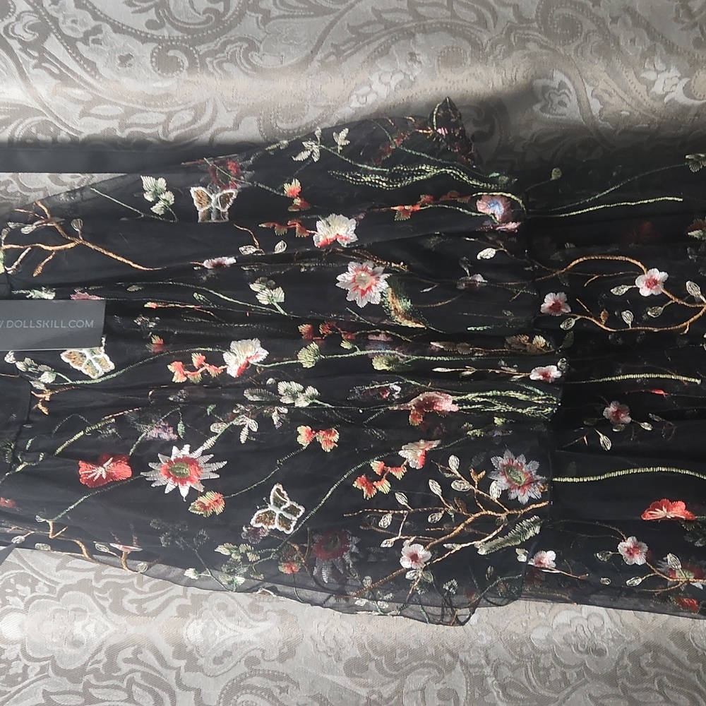 Black Sheer Floral Dress - Picture 3 of 5